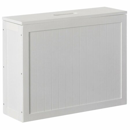 BASICWISE Wooden White Finish Storage Box with Cover, Small Storage Laundry Hamper QI004374.WT